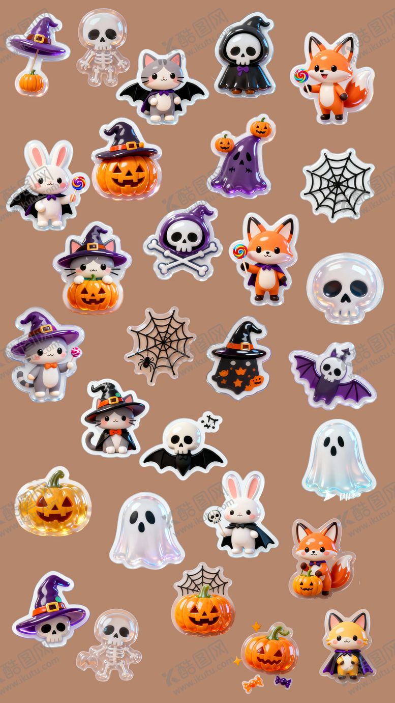 编号：61751511010216574278【酷图网】源文件下载-万圣节免扣立体贴纸