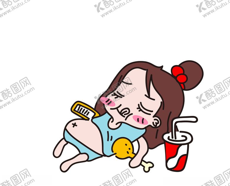 编号：94640509230822515191【酷图网】源文件下载-吃炸鸡和可乐的小女孩