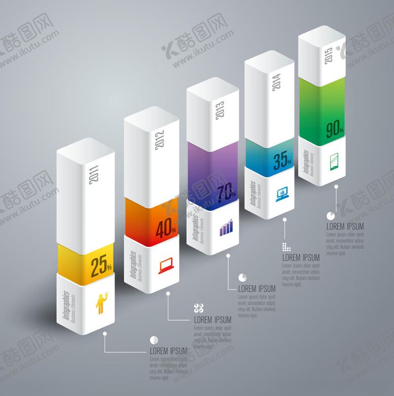 编号：68124404030412158529【酷图网】源文件下载-多彩柱状信息图表展示