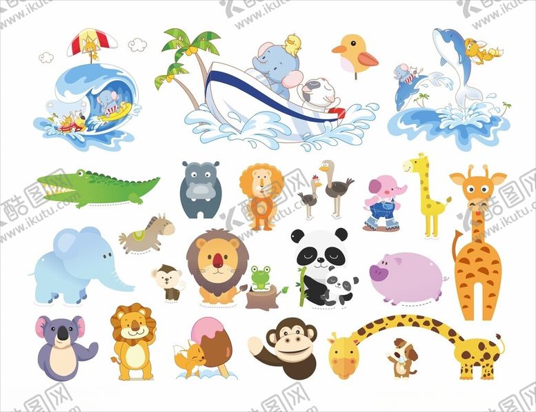 编号：54268904202112503325【酷图网】源文件下载-卡通小动物集合