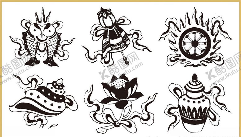 编号：53601309191546085636【酷图网】源文件下载-传统花纹线条插画传统素材