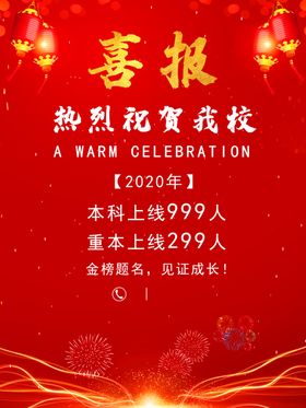 喜报庆金榜题名展板高考状元