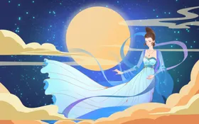 人物女性国风古风插画背景素材