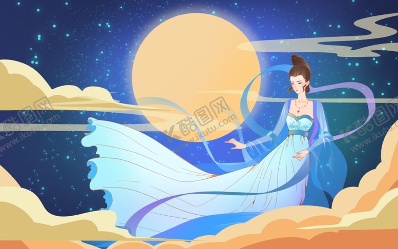 编号：21252110290848121384【酷图网】源文件下载-人物女性国风古风插画背景素材