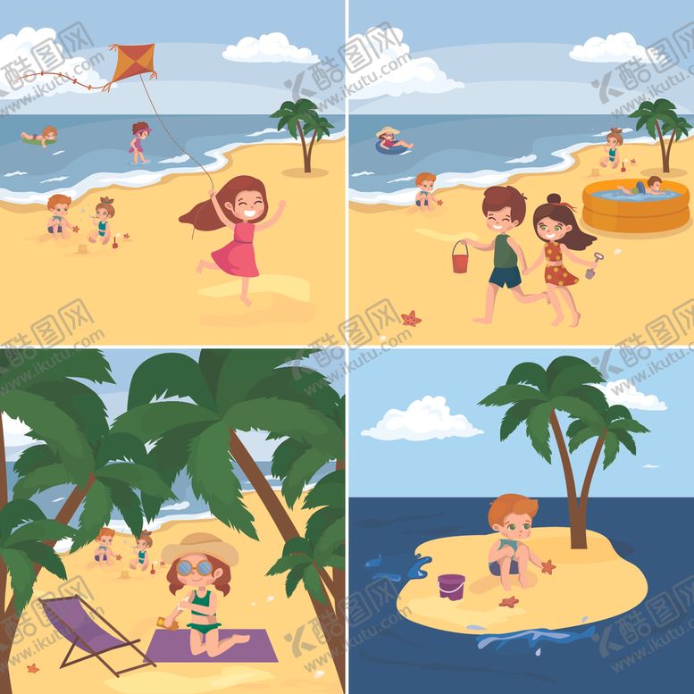 编号：80805609212001381310【酷图网】源文件下载-卡通沙滩