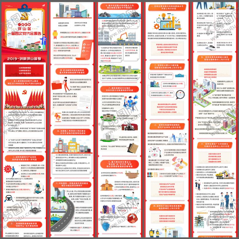 编号：39616909130047187472【酷图网】源文件下载-坪山红色图解报告长图专题设计