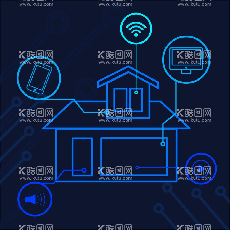 编号：91235809300828271379【酷图网】源文件下载-智慧城市家庭智能元素