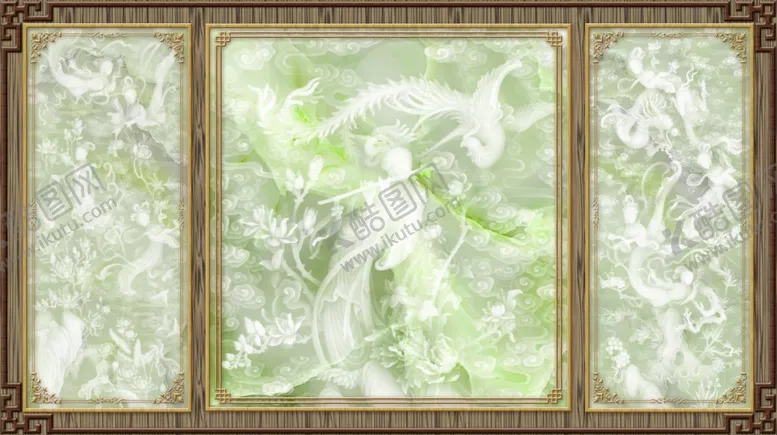 编号：71911010082153252437【酷图网】源文件下载-飞天玉石浮雕护墙板壁画