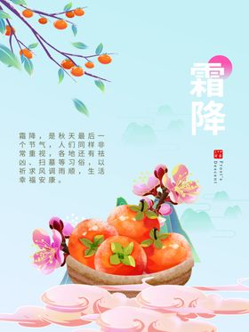 霜降传统节气24节气柿子节气海报
