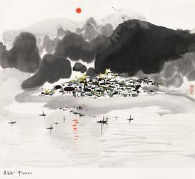 大气中国风水墨建筑风景宣传海报