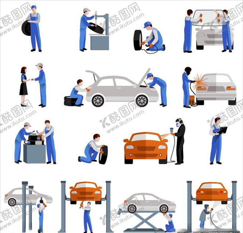 编号：72130210071649367787【酷图网】源文件下载-汽车维修插画