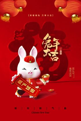 兔年海报会背景新快乐大吉广告设计