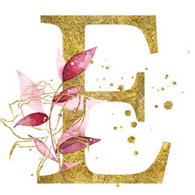 手绘水彩花卉英文字母logo