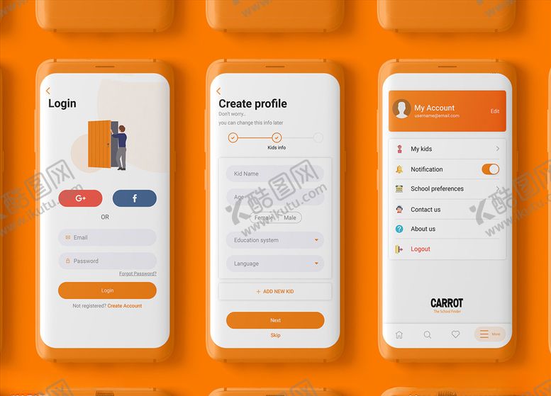 编号：19772610202308232315【酷图网】源文件下载-xd新拟态新拟物注册橙色UI设