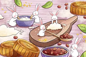 中秋插画节海报兔子促销