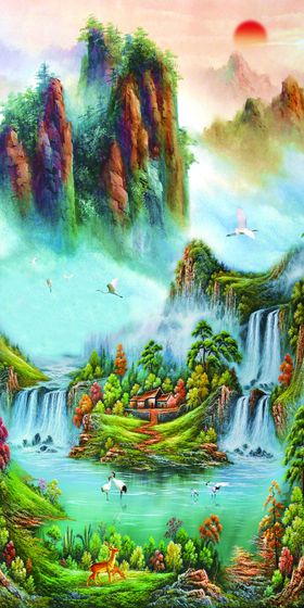 八方聚财玄关画