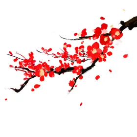 水墨梅花腊免扣素材中国风