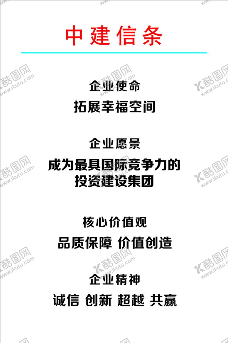 编号：70267110192230072789【酷图网】源文件下载-中建七局九牌二图中建信条