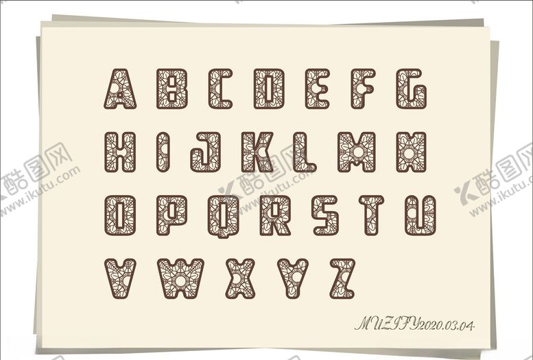 编号：20506309192042409993【酷图网】源文件下载-26个蕾丝英文字母