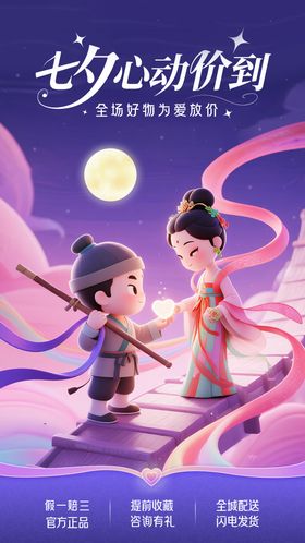 七夕宠爱直播节日海报