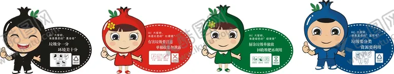 编号：77674701131225441860【酷图网】源文件下载-垃圾分类石榴娃娃
