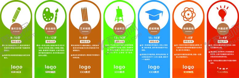 编号：89236004301333272801【酷图网】源文件下载-美术班牌多彩职业图标展示