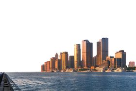城市上海建筑月亮插画背景素材
