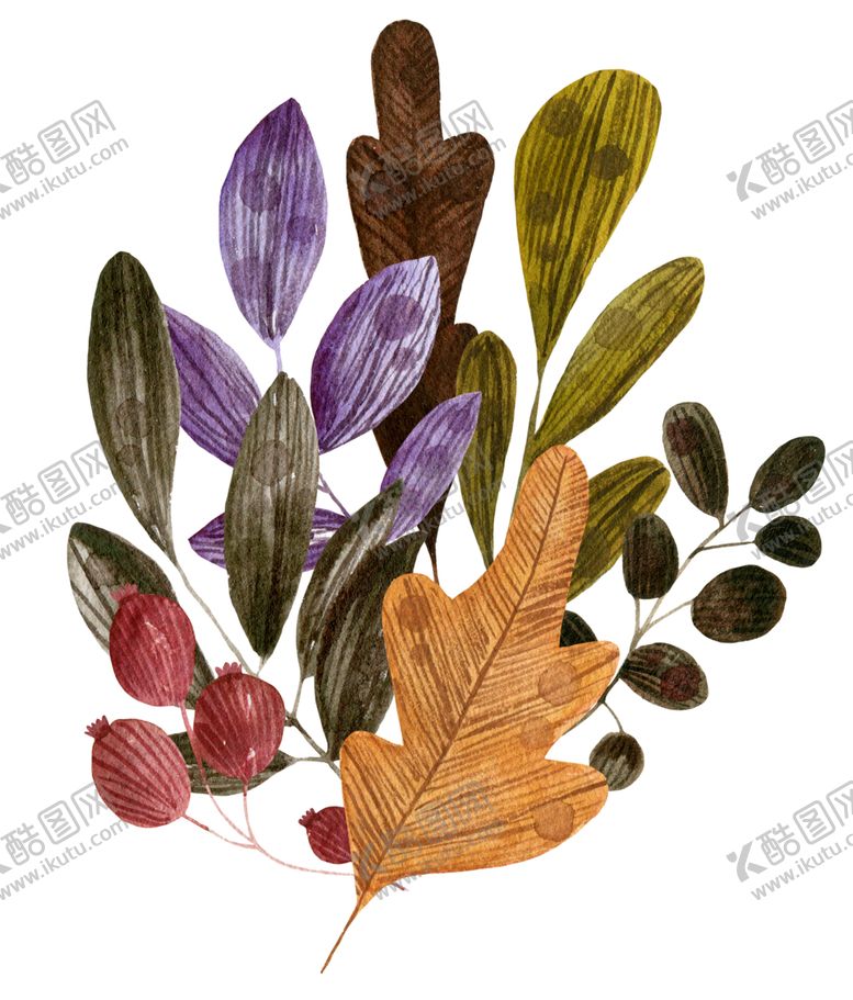 编号：12852201130318455518【酷图网】源文件下载-水彩植物