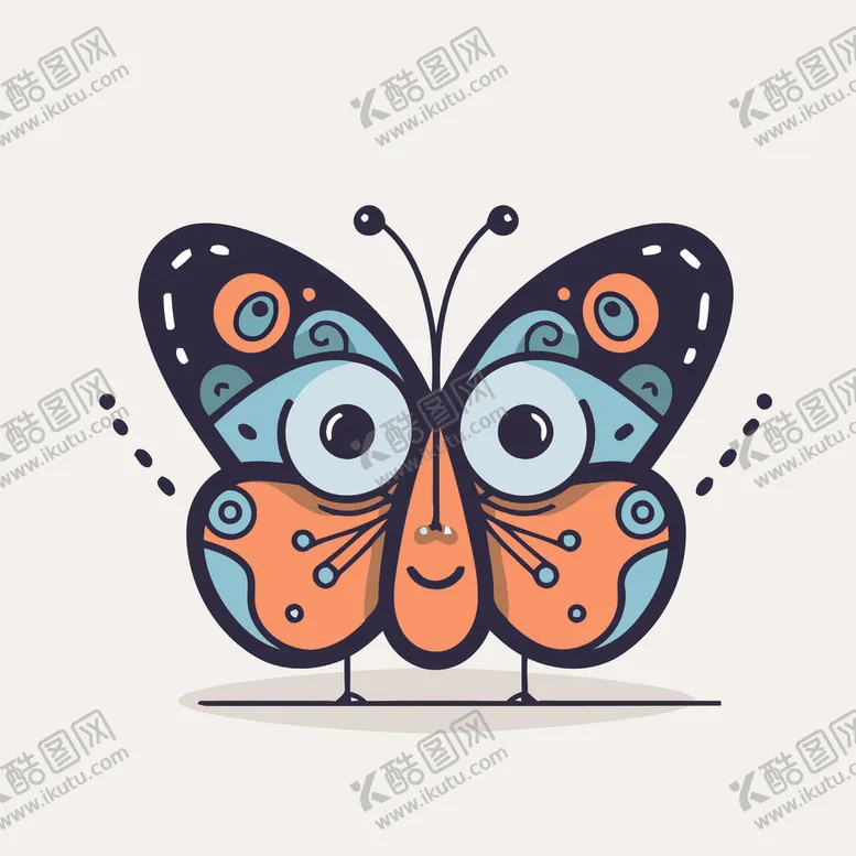 编号：24938302051202195416【酷图网】源文件下载-有趣蝴蝶卡通儿童插画
