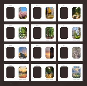 校园明信片打卡框书签