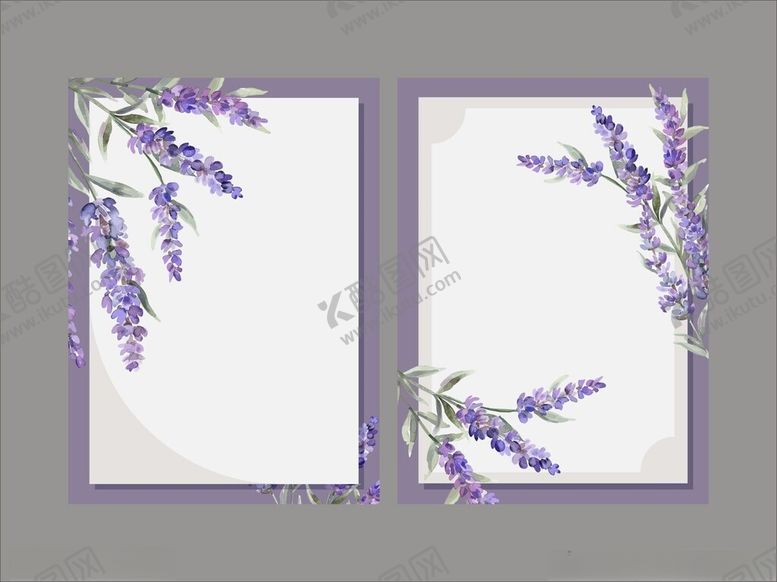 编号：80802811191251109438【酷图网】源文件下载-薰衣草装饰的卡片贺卡请柬