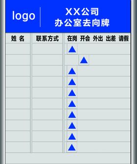 办公室人员去向牌