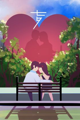 七夕情人节创意插画