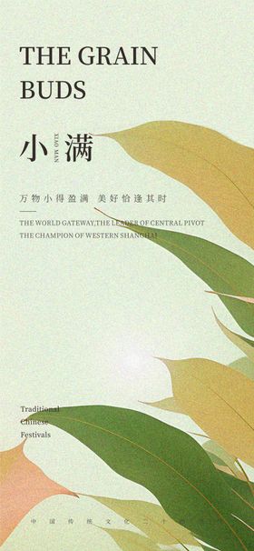小满节气海报二十四地产叶子插画