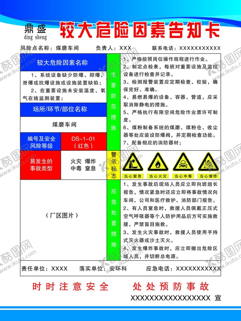 编号：81627910050721512661【酷图网】源文件下载-较大危险因素告知卡