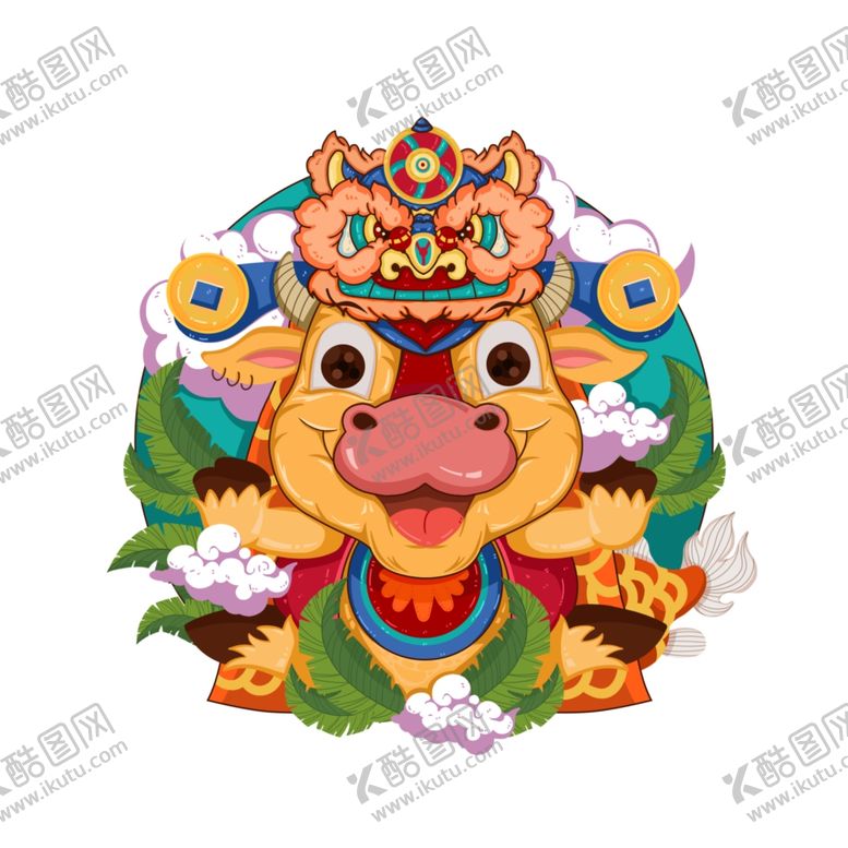 编号：91091810010518213324【酷图网】源文件下载-春节动漫牛形象