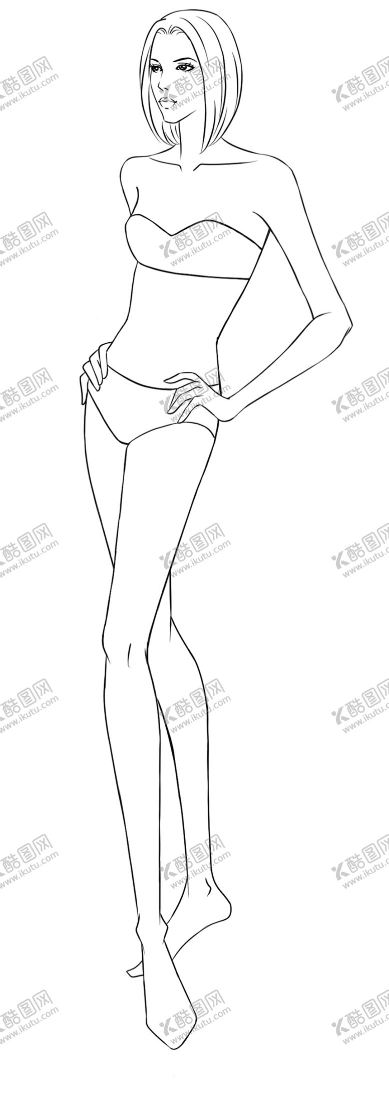 编号：16477209241245343775【酷图网】源文件下载-简约衬衫套装模特手绘