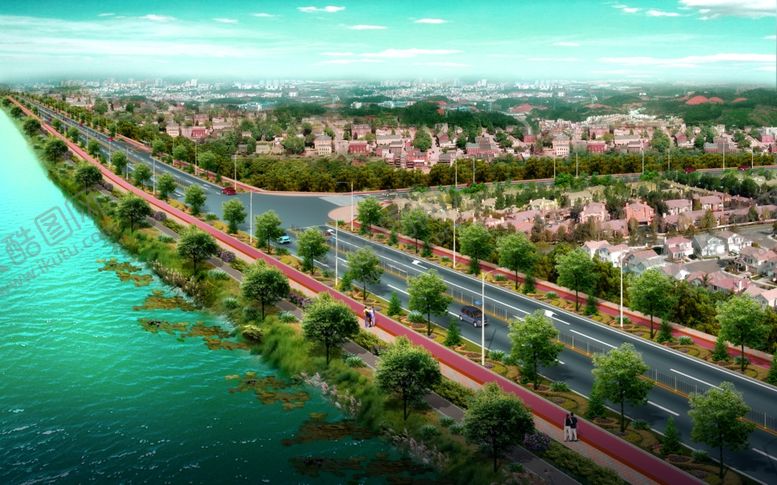 编号：85195007032011537331【酷图网】源文件下载-道路绿化景观效果图