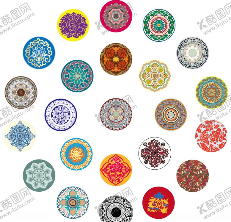编号：28375510080721015906【酷图网】源文件下载-圆形中式花纹集