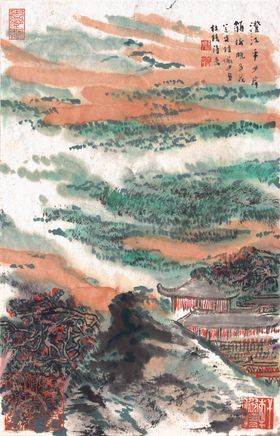 传统水墨国画花枝