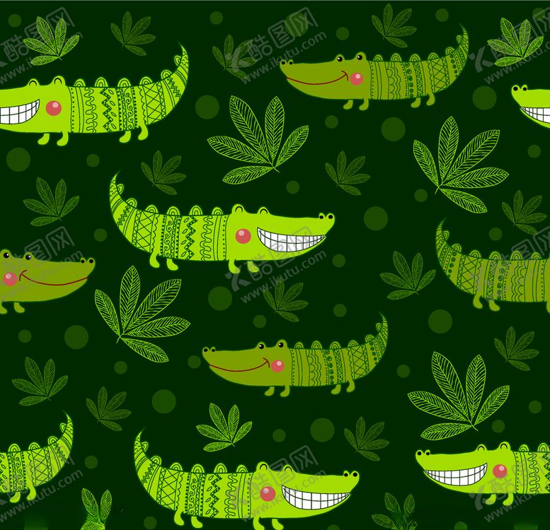 编号：33558709270251053020【酷图网】源文件下载-绿色鳄鱼无缝