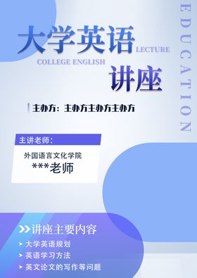 大学英语讲座海报