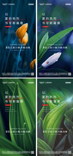 立夏夏至小暑大暑节气海报天系列二十四荷叶
