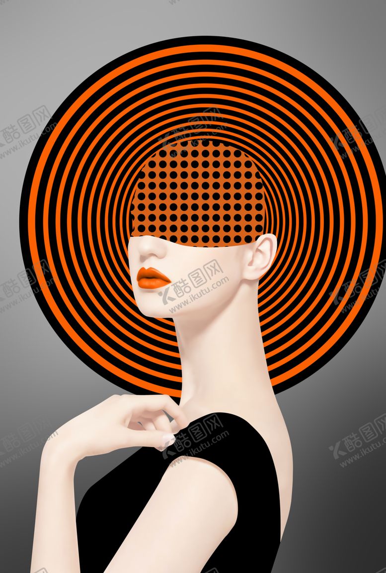 编号：98269601262228504374【酷图网】源文件下载-人物艺术几何美女装饰画