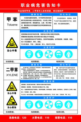 二异酸甲苯酯职业病危害告知卡