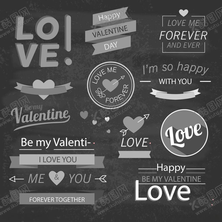 编号：55272511151930441283【酷图网】源文件下载-情人节爱心相关文字图案