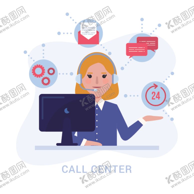 编号：22181609240031116176【酷图网】源文件下载-卡通客服人员