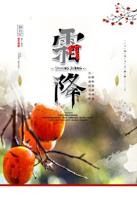 霜降海报雪花节日雪人