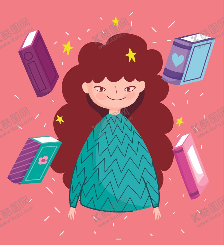 编号：11766609291928247046【酷图网】源文件下载-卡通手绘女生