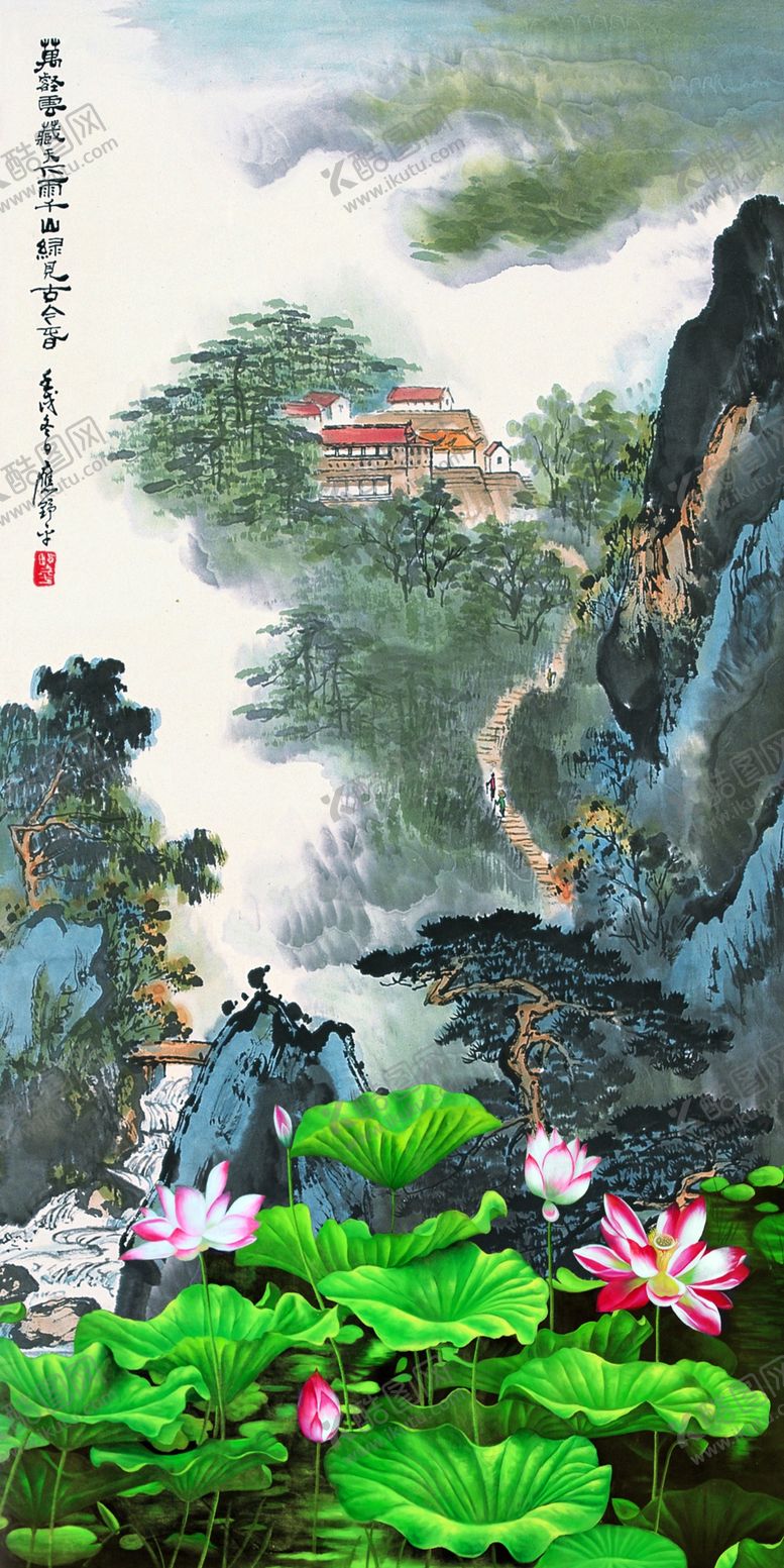 编号：89037309280042441456【酷图网】源文件下载-中式山水玄关画
